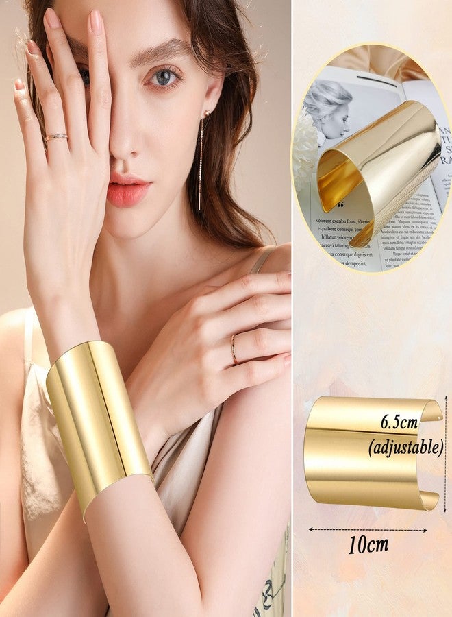 FIRAZIO 2 Pcs Cuff Bangle Bracelet for Women Open Wide Wire Bracelets Gold Wrist Cuff Wrap Bracelet - Image 2